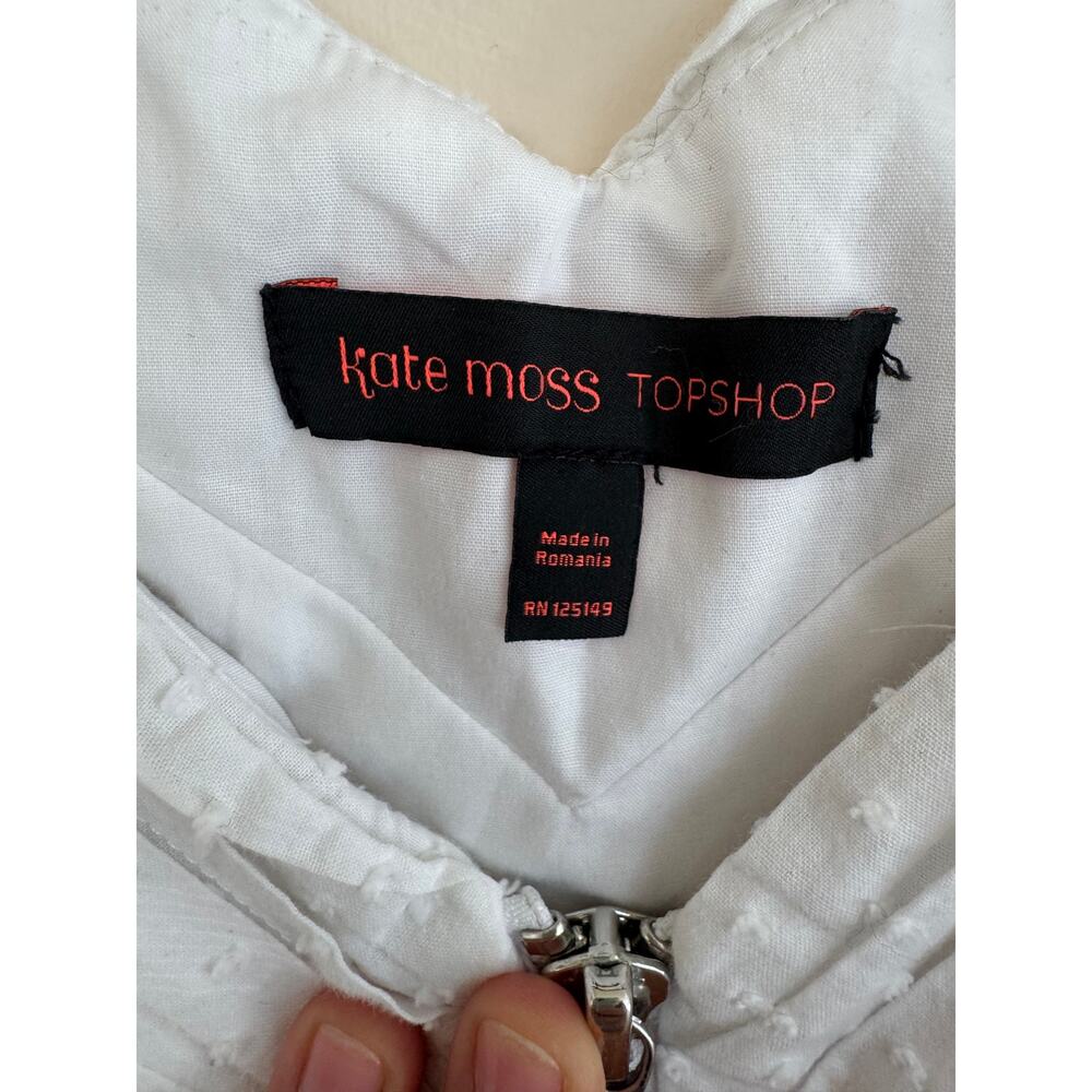 Kate Moss x Topshop Mini Skater Dress White Swiss Dot Cotton Zip Up Sz 12 - Picture 5 of 8